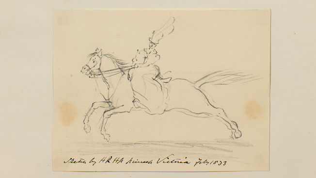 sketch of a woman on horseback