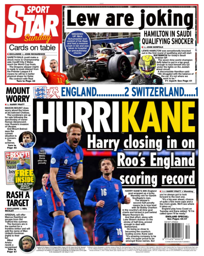 Sunday's Star back page: Hurrikane