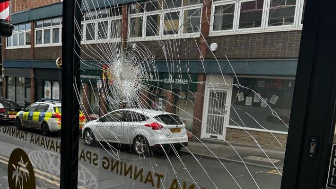 The smashed window