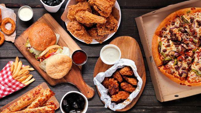 A variety of fast food.