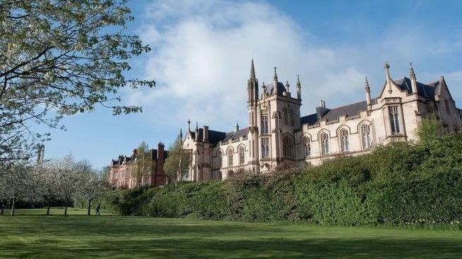 The Martha Magee building at Magee campus in Londonderry.
A number of trees and bushes can be seen in front of the historic building.