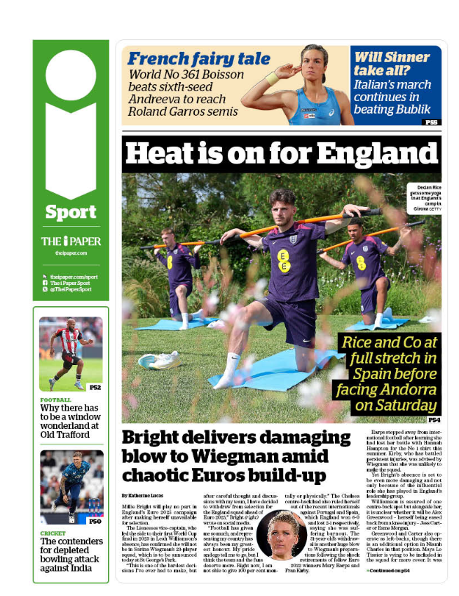 Back page of the i