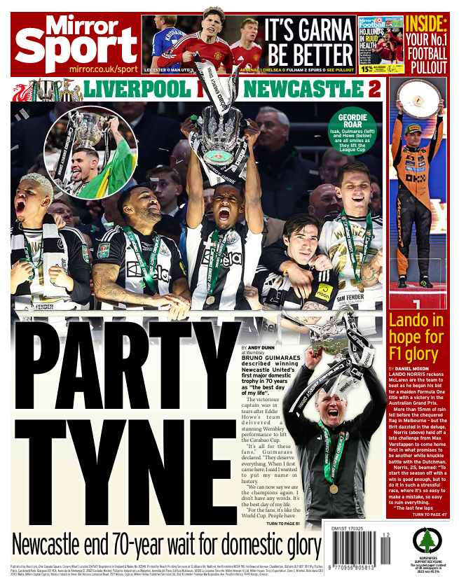 Daily Mirror back page