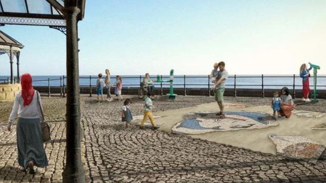 An artist's impression of the viewing station featuring a mosaic floor installation