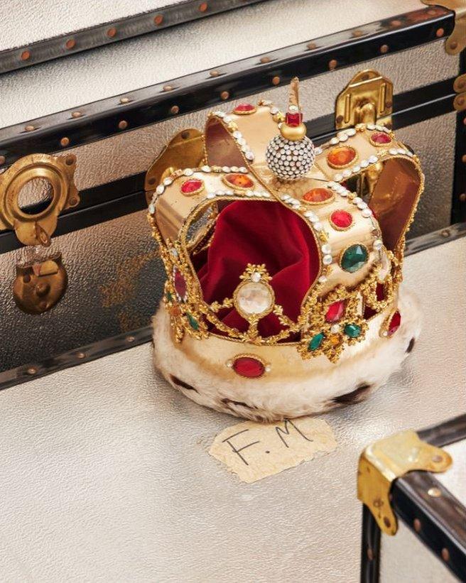 Freddie Mercury's fake fur, red velvet and rhinestones crown