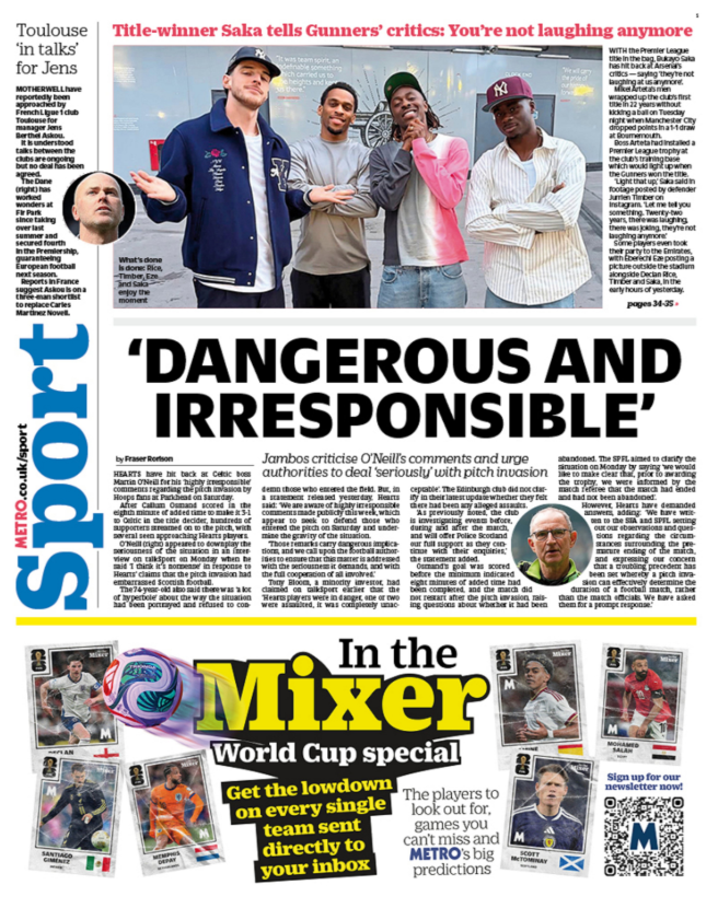 Metro back page