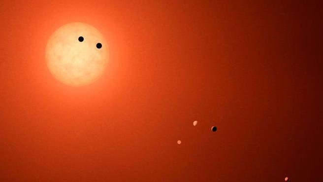 sun-like star, surrounded by tiny planets