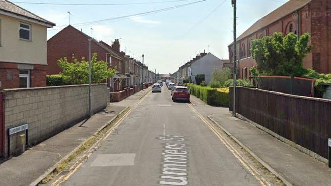 Street view of the road the incident unfolded on, the road has red houses on.