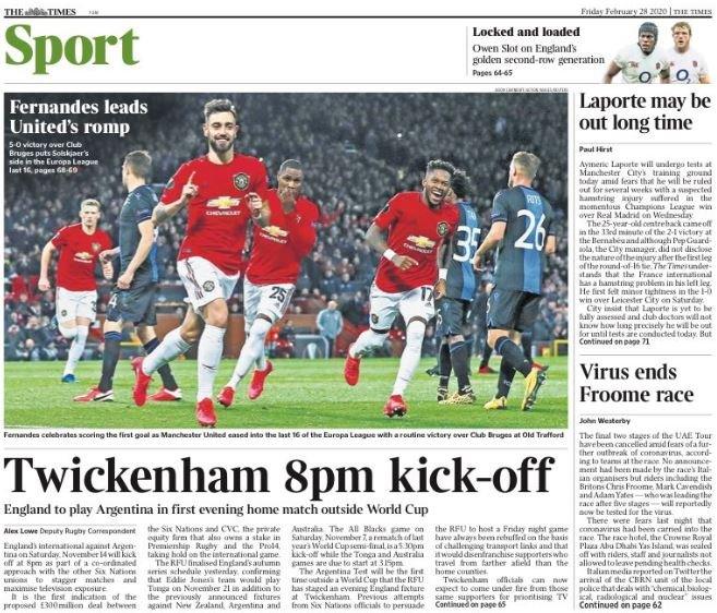 The back page of The Times