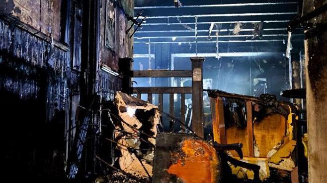 Gutted interior of pub