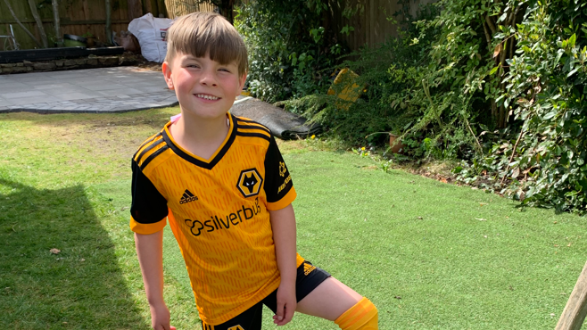 Oscar in his Wolves kit