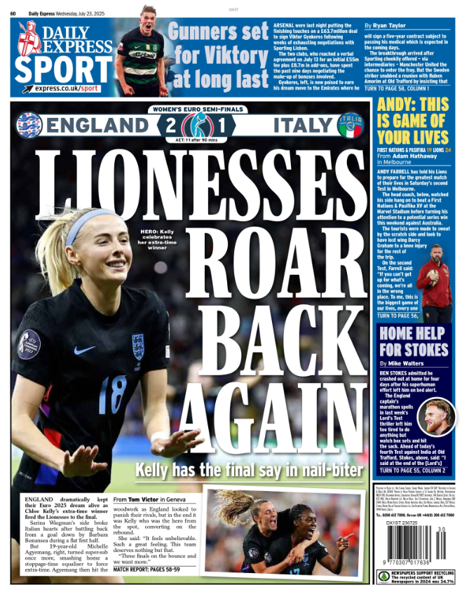 The Express back page