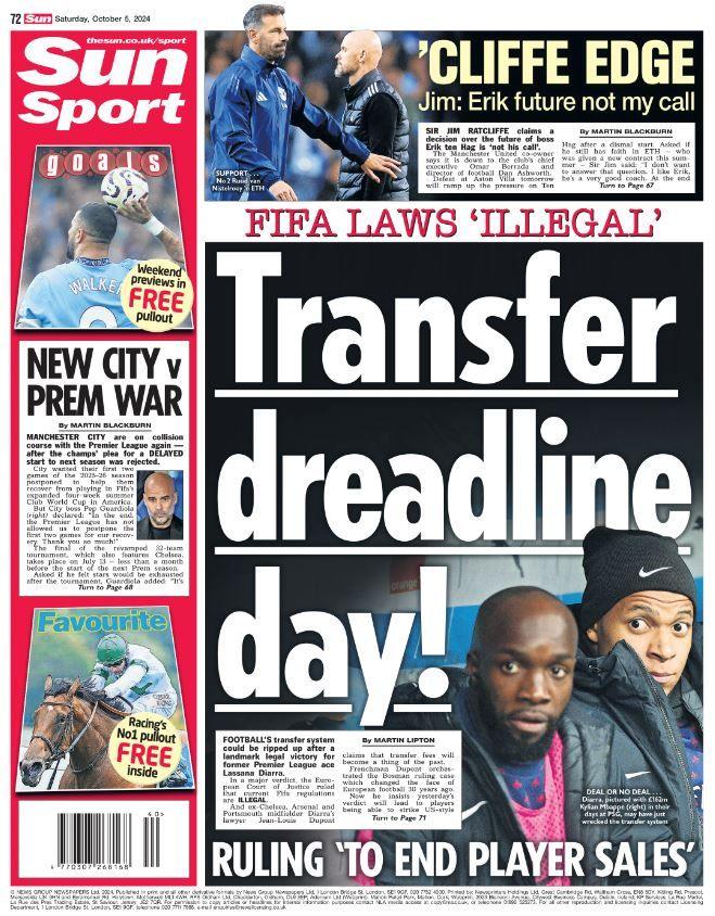 Sun back page: 'Transfer dreadline day'