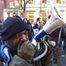 Protestor with megaphone