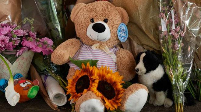 Teddy bear outside Grenfell Tower