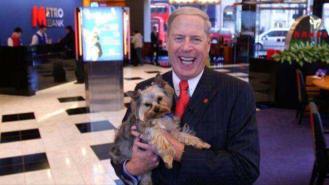 Metro Bank chair Vernon Hill his dog Duffy