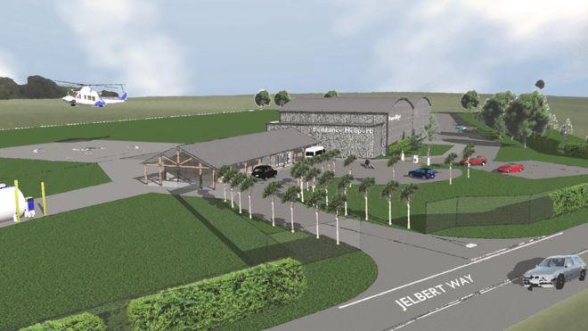 Computer generated image of how the new heliport will look