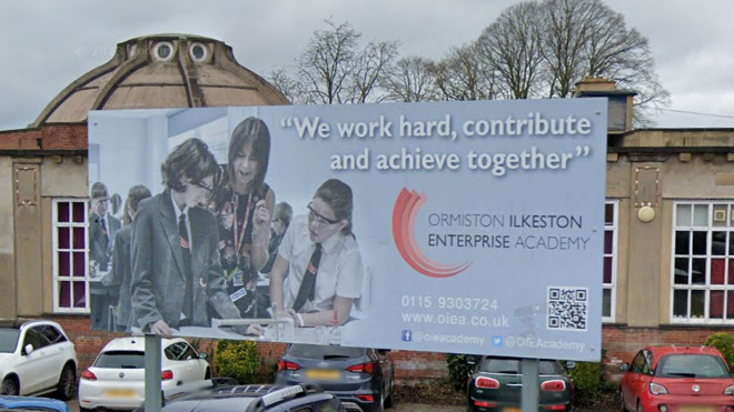 Sign outside Ormiston Ilkeston Enterprise Academy