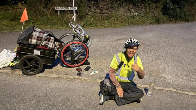 Charity rider's broken collarbone after pothole crash