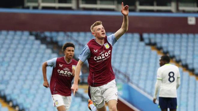 Rory Wilson celebrates scoring for Aston Villa 