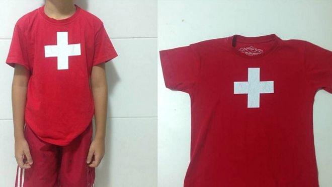 Rogerio Maudonnet's son was targeted for wearing a shirt bearing the Swiss flag - classmates mistakenly thought it represented the Workers' Party