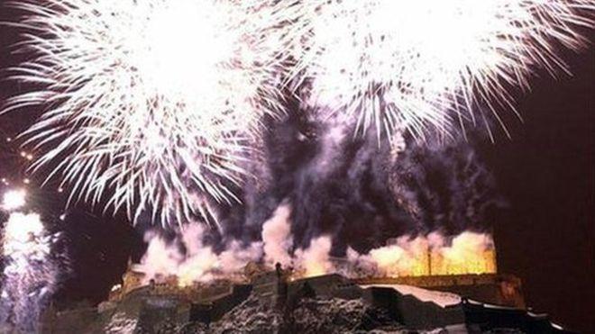 Fireworks over Edinburgh Castle during Hogmanay