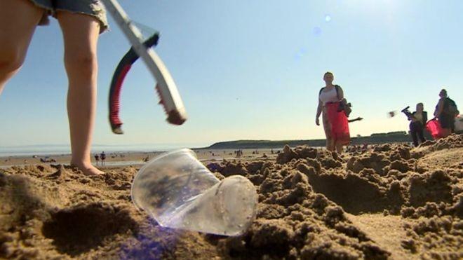 A beach clean in Barry, Vale of Glamorgan