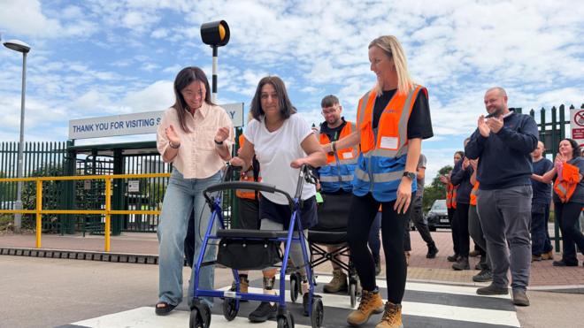 Stafford woman walks in public after sepsis and amputation