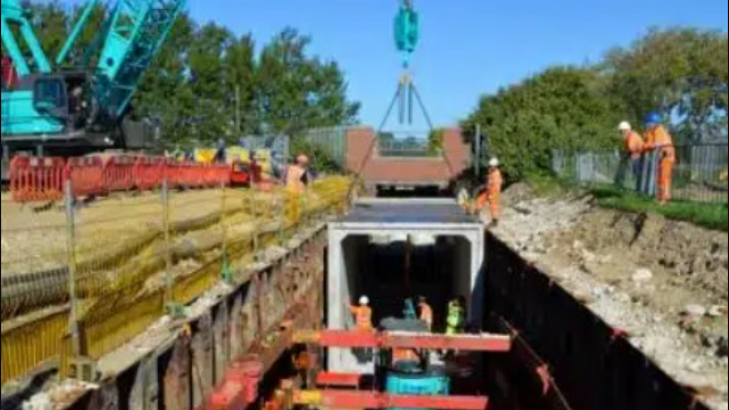 Ongoing repair and building work at Poole Park Lagoon.