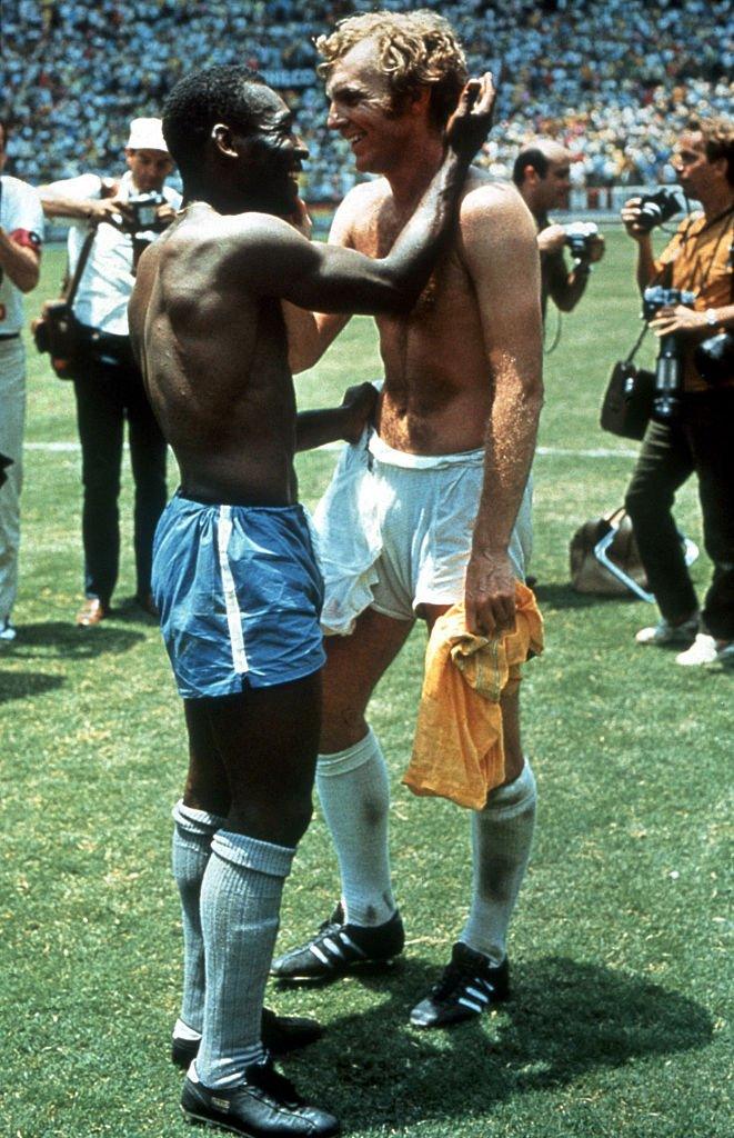 Pele of Brazil and Bobby Moore of England.