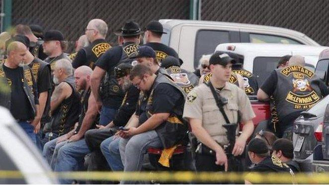 Police guard biker gang