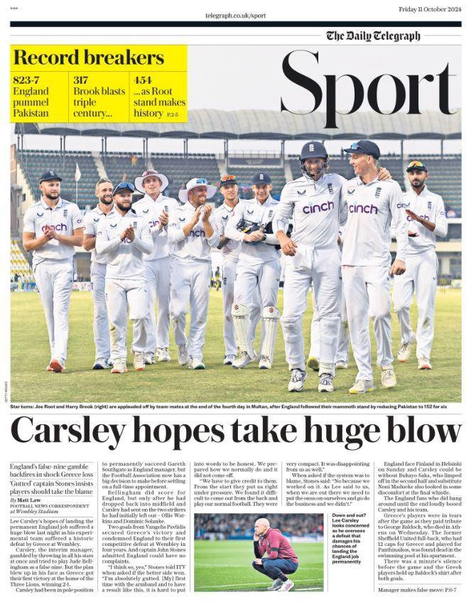 Telegraph main sport page