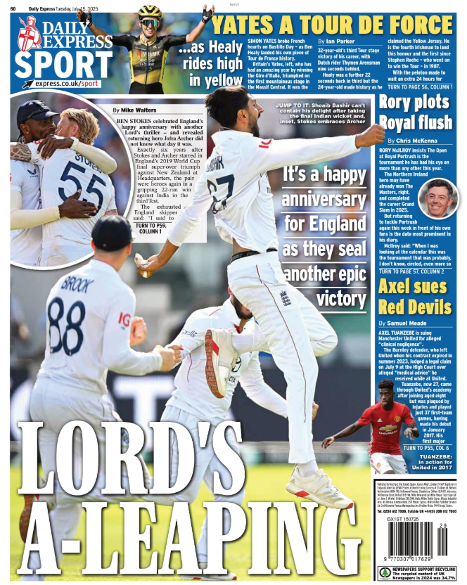 The Express back page