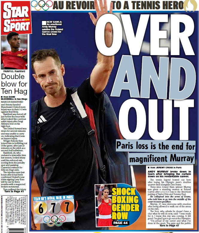 The back page of the Daily Star