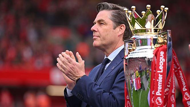 Richard Masters and the Premier League trophy
