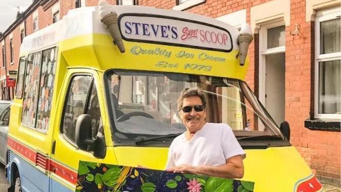 Steve Merry in front of his ice-cream van