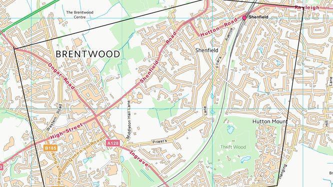 A map of Brentwood High Street