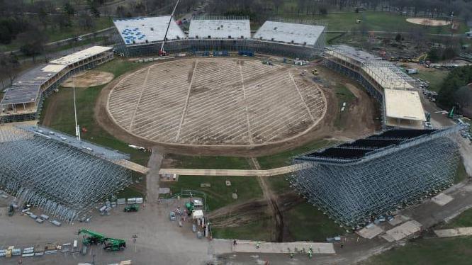 The Nassau County Stadium in New York was pictured with 60 days to go until the start of the T20 World Cup on 1 June 