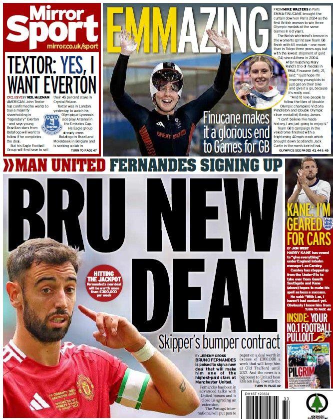 The back page of the Daily Mirror