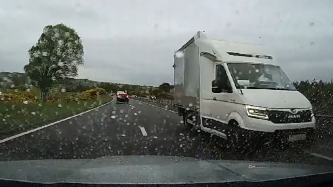 Slawomir Stiller on wrong side of dual carriageway near Inverness