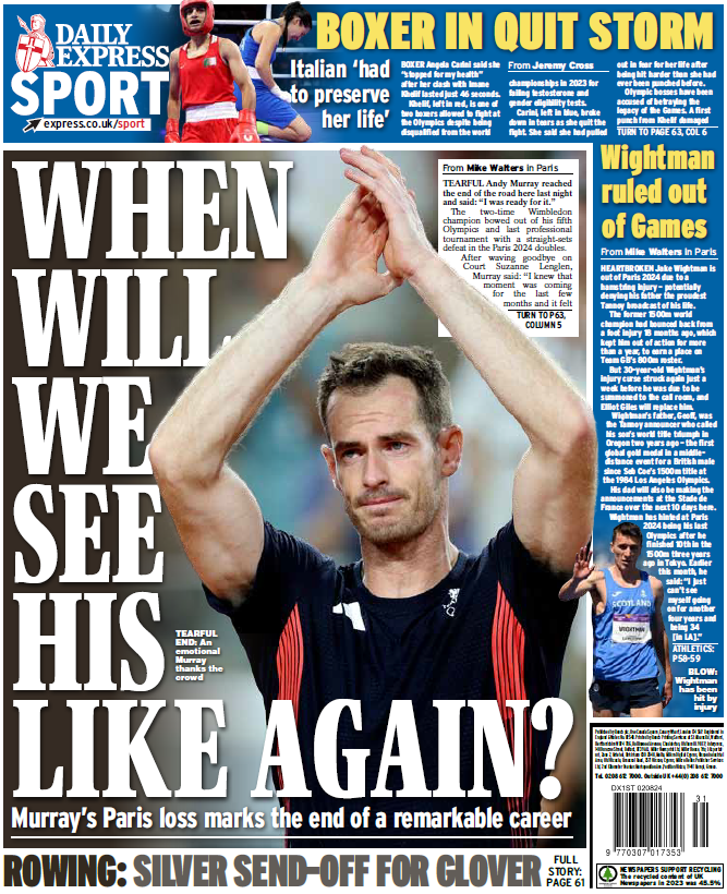 The back page of the Daily Express