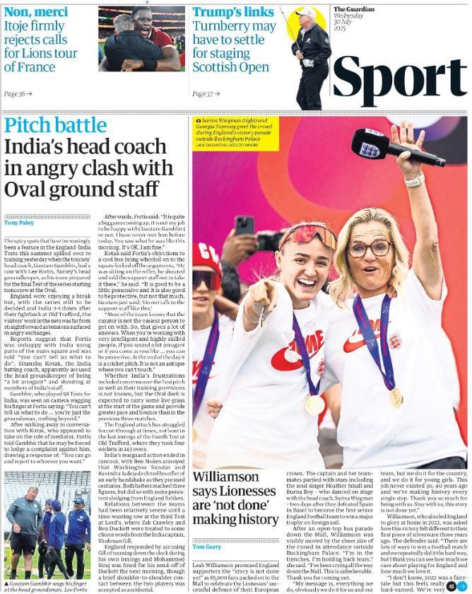 Guardian back page