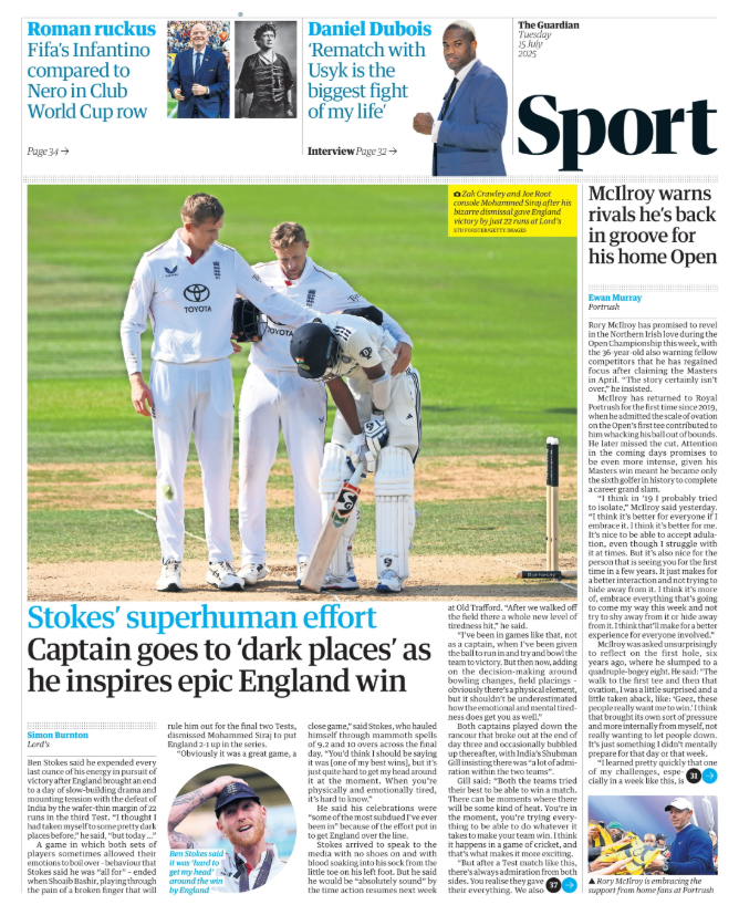 Guardian back page