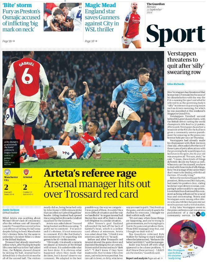 Back page of the Guardian