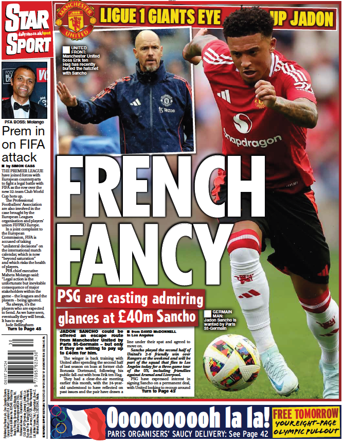 The back page of the Daily Star