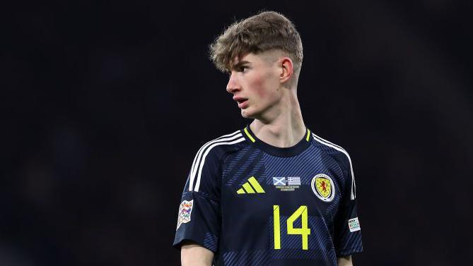 James Wilson in action for Scotland