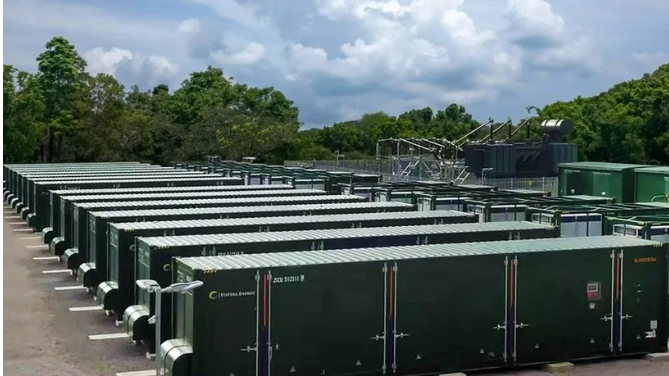 A number of green battery storage units 