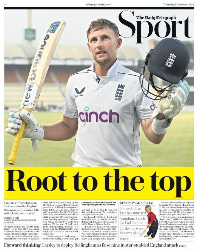 Telegraph back page: 'Root to the top'