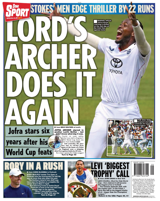 The Star back page