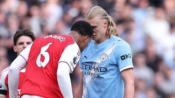 Gabriel was fortunate to escape a red card for aiming a head-butt in Haaland's direction during Manchester City's 2-1 win against Arsenal in April.